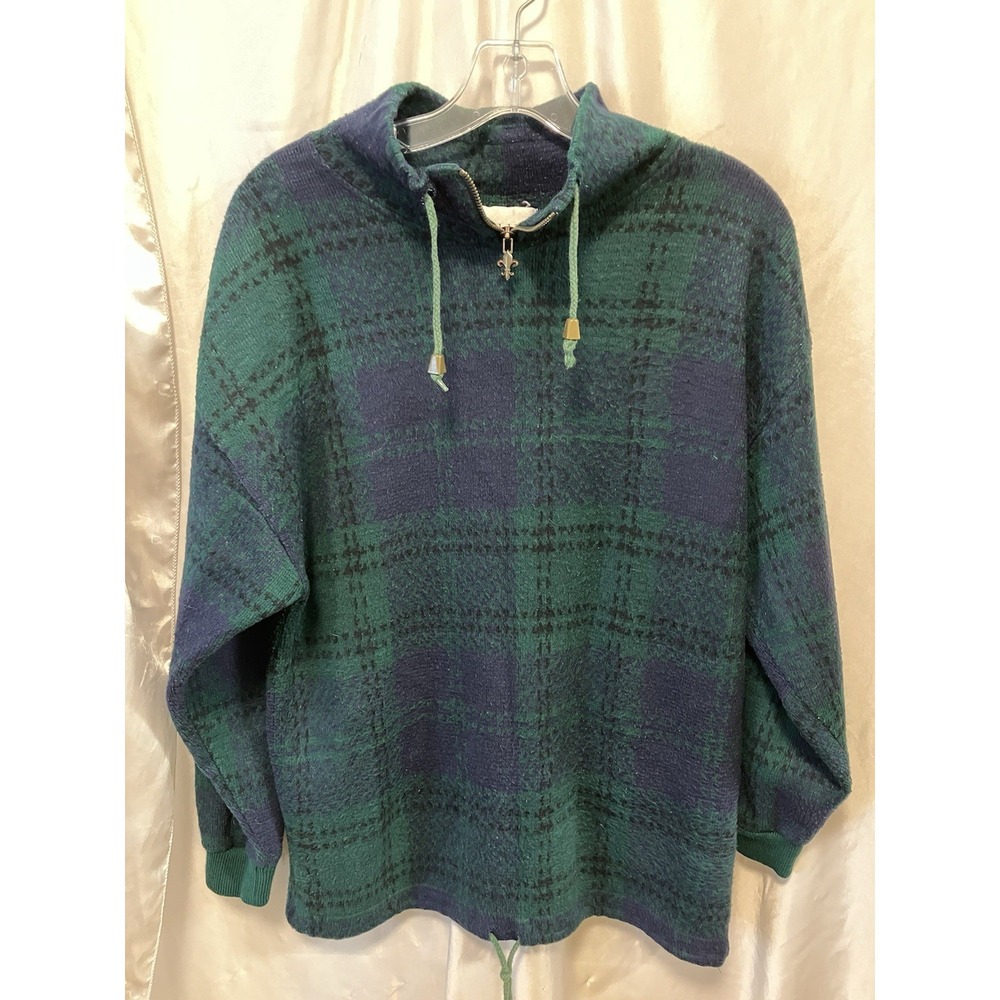 VTG 90's Carolina Colours Acrylic Sweater M Green Purple Dark Academia Prep